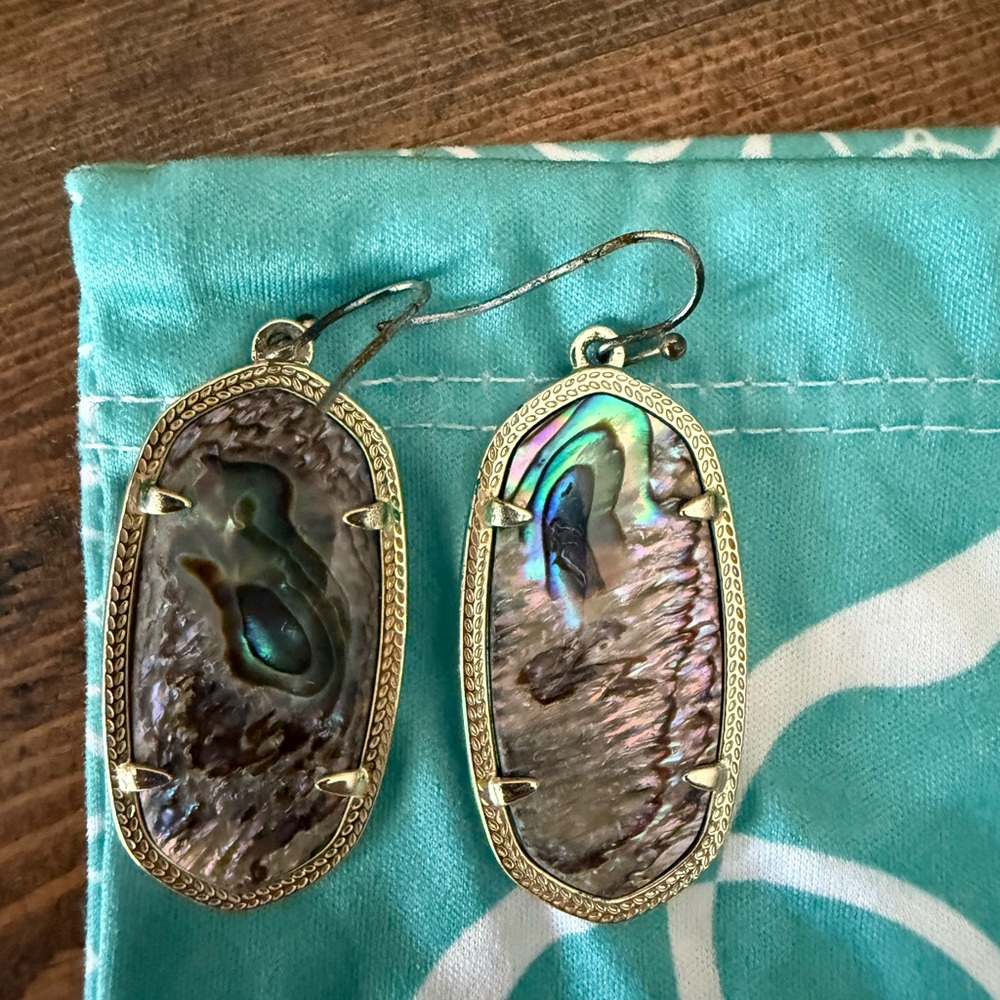 Kendra Scott | Elle Gold Drop Earrings with Abalone Shell Inlay - Picture 2 of 3